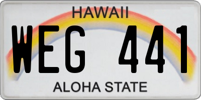 HI license plate WEG441