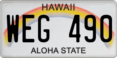 HI license plate WEG490