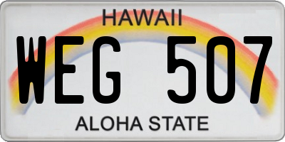 HI license plate WEG507