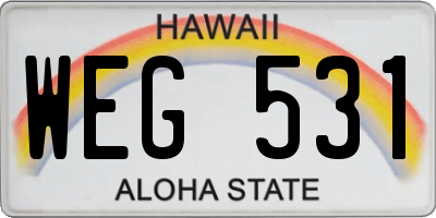 HI license plate WEG531