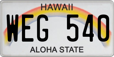 HI license plate WEG540