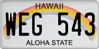 HI license plate WEG543