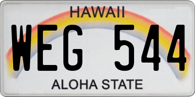 HI license plate WEG544