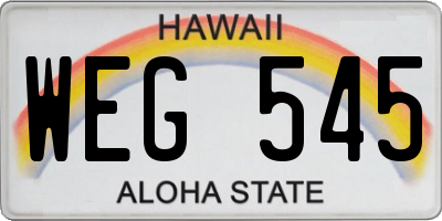 HI license plate WEG545