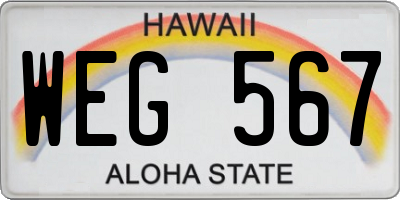 HI license plate WEG567