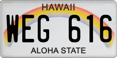 HI license plate WEG616