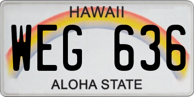 HI license plate WEG636
