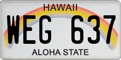 HI license plate WEG637
