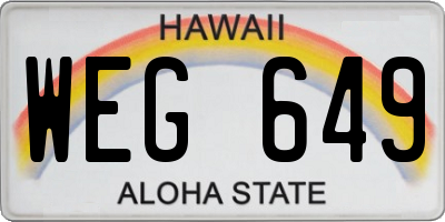 HI license plate WEG649