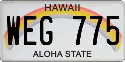 HI license plate WEG775