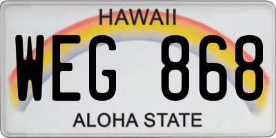HI license plate WEG868