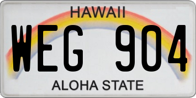 HI license plate WEG904