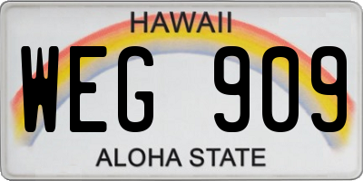 HI license plate WEG909