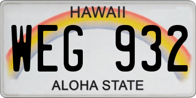 HI license plate WEG932