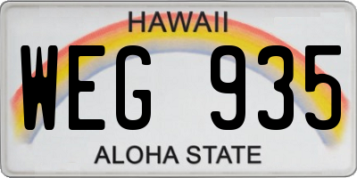 HI license plate WEG935