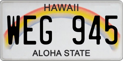 HI license plate WEG945