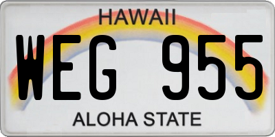 HI license plate WEG955