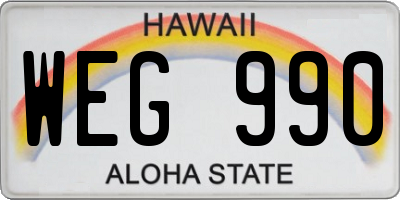 HI license plate WEG990