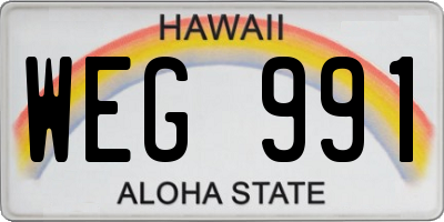 HI license plate WEG991