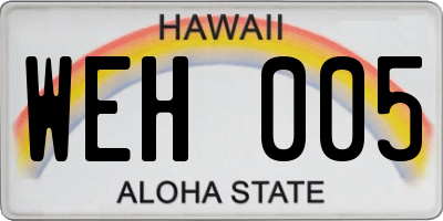 HI license plate WEH005