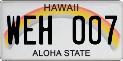 HI license plate WEH007