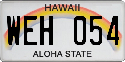 HI license plate WEH054