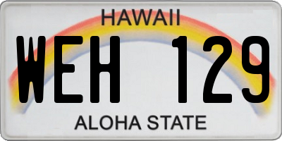 HI license plate WEH129