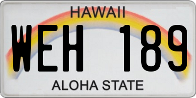 HI license plate WEH189