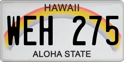 HI license plate WEH275