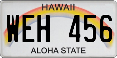 HI license plate WEH456