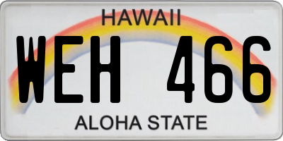 HI license plate WEH466