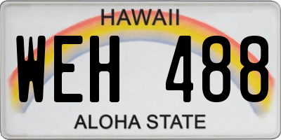 HI license plate WEH488