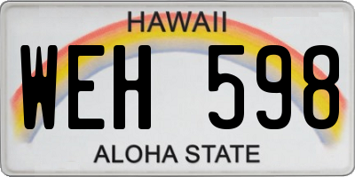 HI license plate WEH598