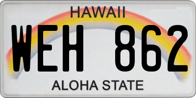 HI license plate WEH862