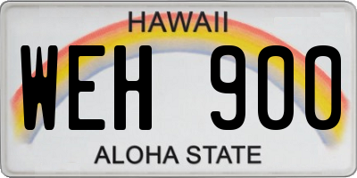 HI license plate WEH900