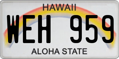HI license plate WEH959