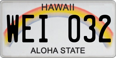 HI license plate WEI032
