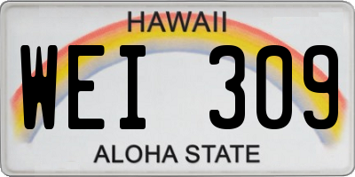 HI license plate WEI309