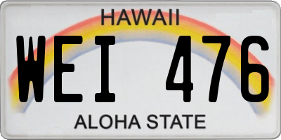HI license plate WEI476