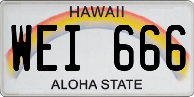 HI license plate WEI666