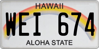 HI license plate WEI674