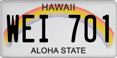 HI license plate WEI701
