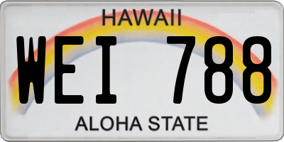 HI license plate WEI788