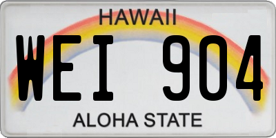 HI license plate WEI904