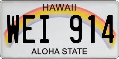 HI license plate WEI914