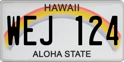 HI license plate WEJ124