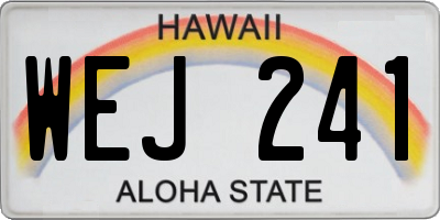 HI license plate WEJ241