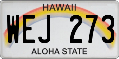 HI license plate WEJ273
