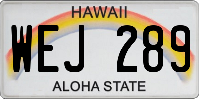 HI license plate WEJ289