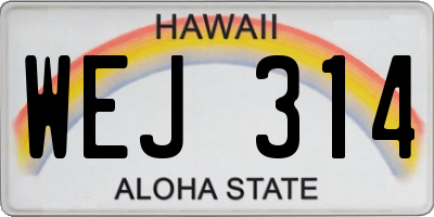 HI license plate WEJ314
